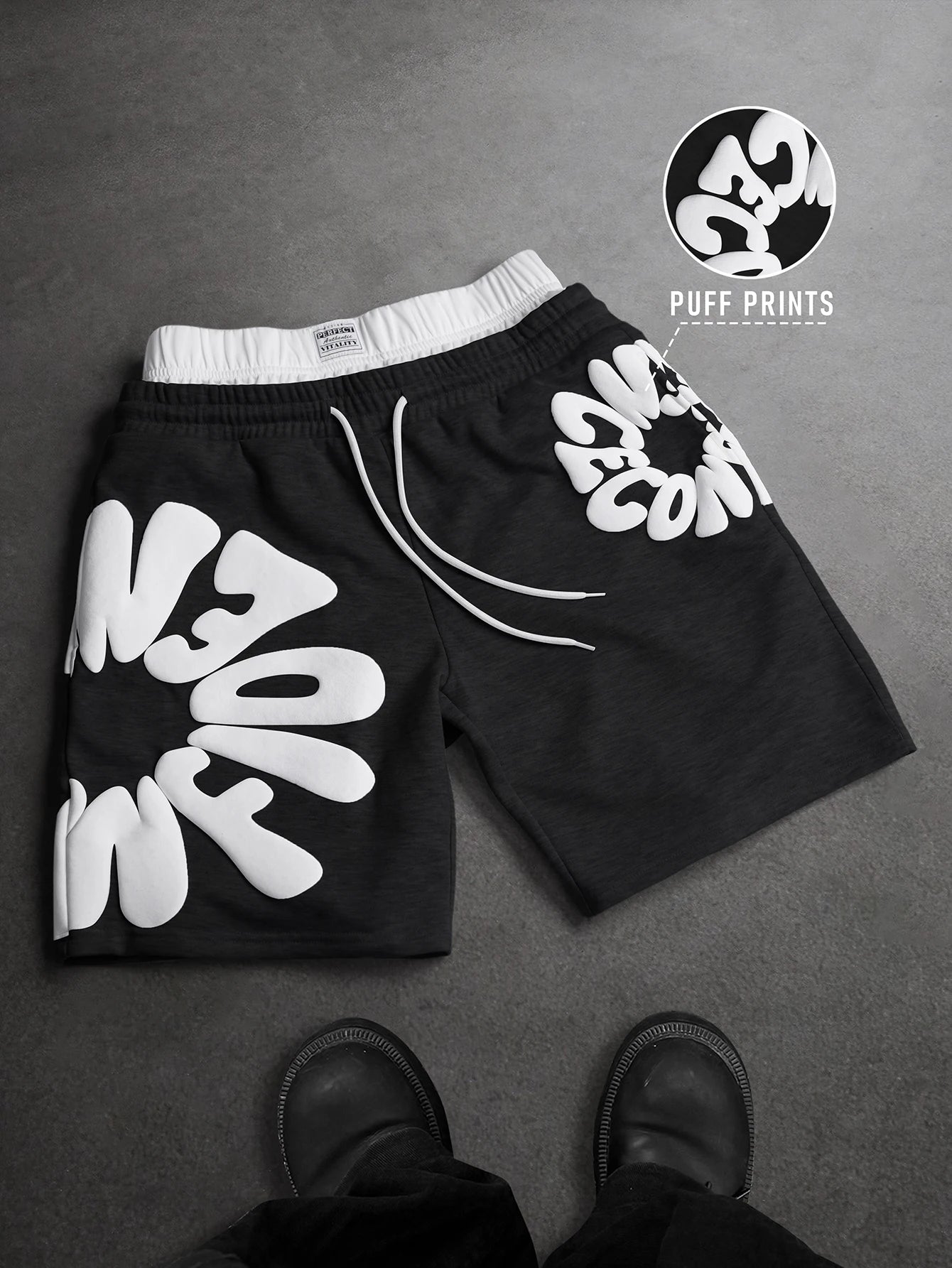 Oversized Streetwear Shorts  3D Puff Print