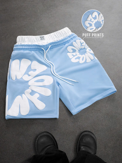 Oversized Streetwear Shorts  3D Puff Print