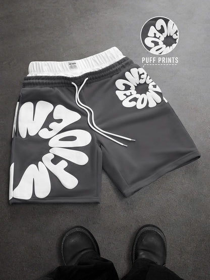 Oversized Streetwear Shorts  3D Puff Print