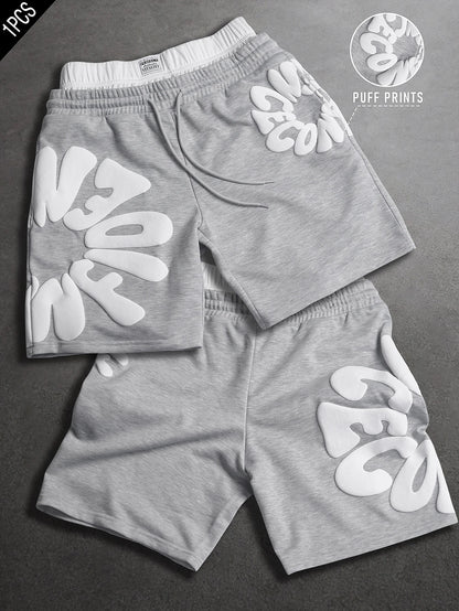 Oversized Streetwear Shorts  3D Puff Print