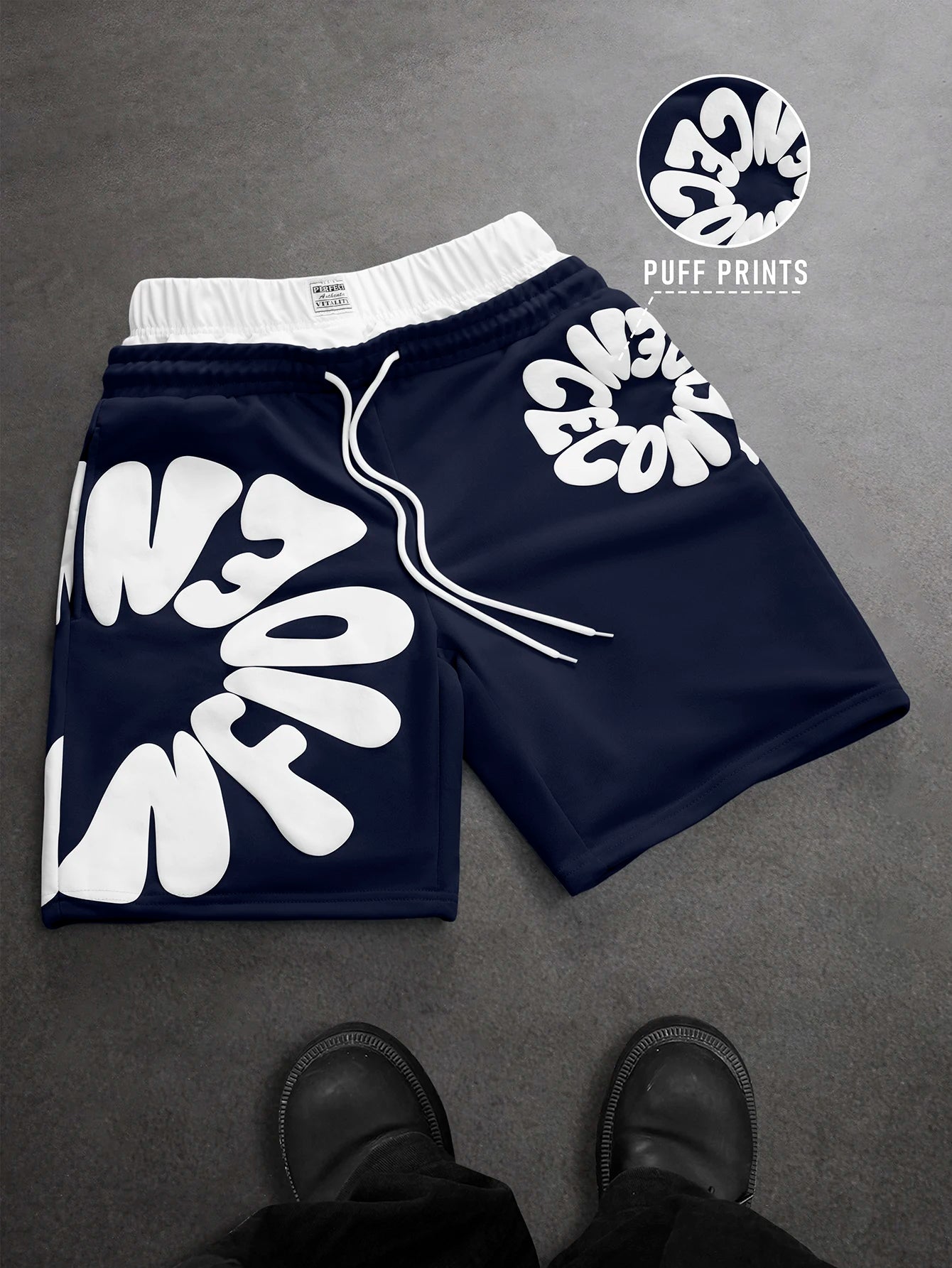 Oversized Streetwear Shorts  3D Puff Print